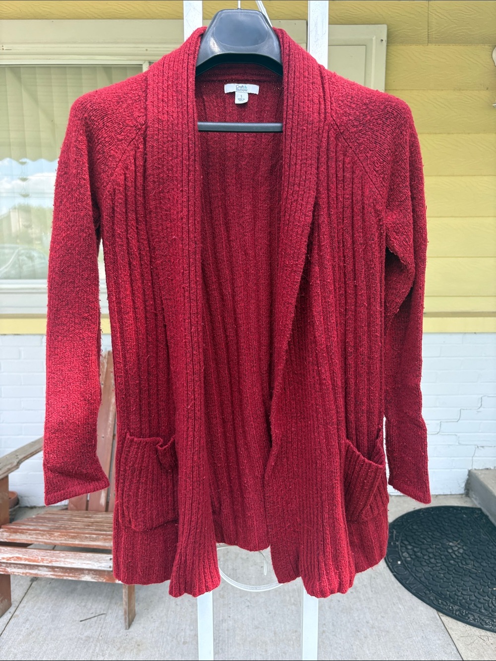 croft & barrow Deep Red Ribbed Open-Front Cardigan